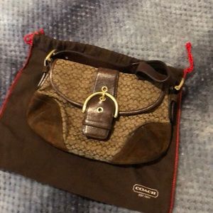 Brown tan and suede coach purse